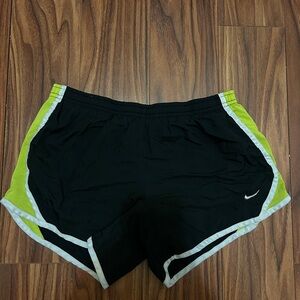 Nike Black and Lime Athletic Shorts